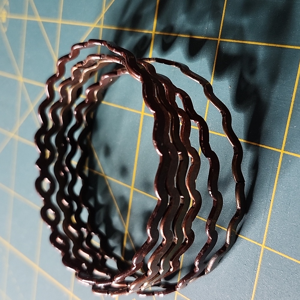 Set of 6 Wavy Metal Bronze Bangles